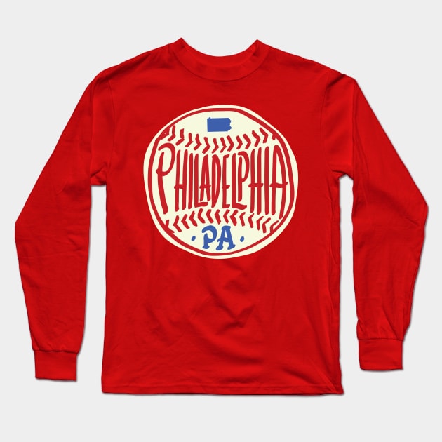 Philadelphia Pennsylvania Hand Drawn Script Design Long Sleeve T-Shirt by goodwordsco